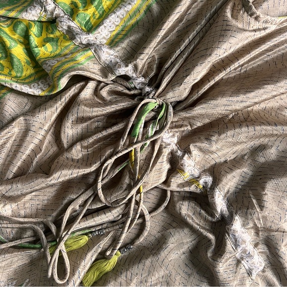 Darn Good Made in India Recycled Silk Bohemian Tie Goddess Beach Caftan Dress - Picture 8 of 17